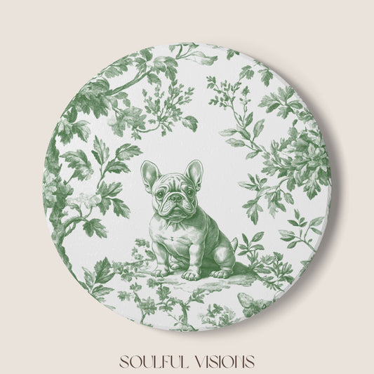 French bulldog Ceramic Coaster French Pastel Toile