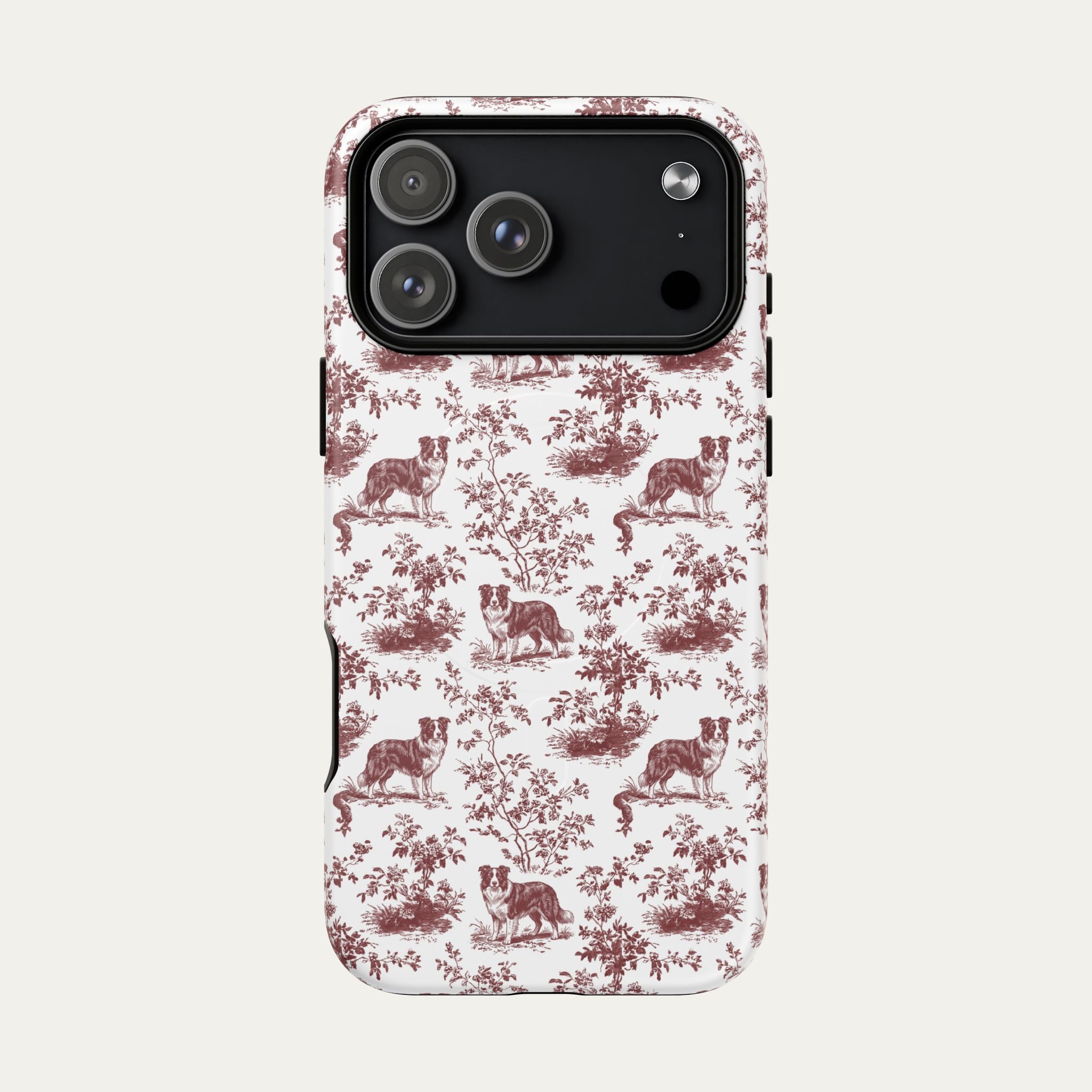 Border Collie Burgundy Toile phone Case
