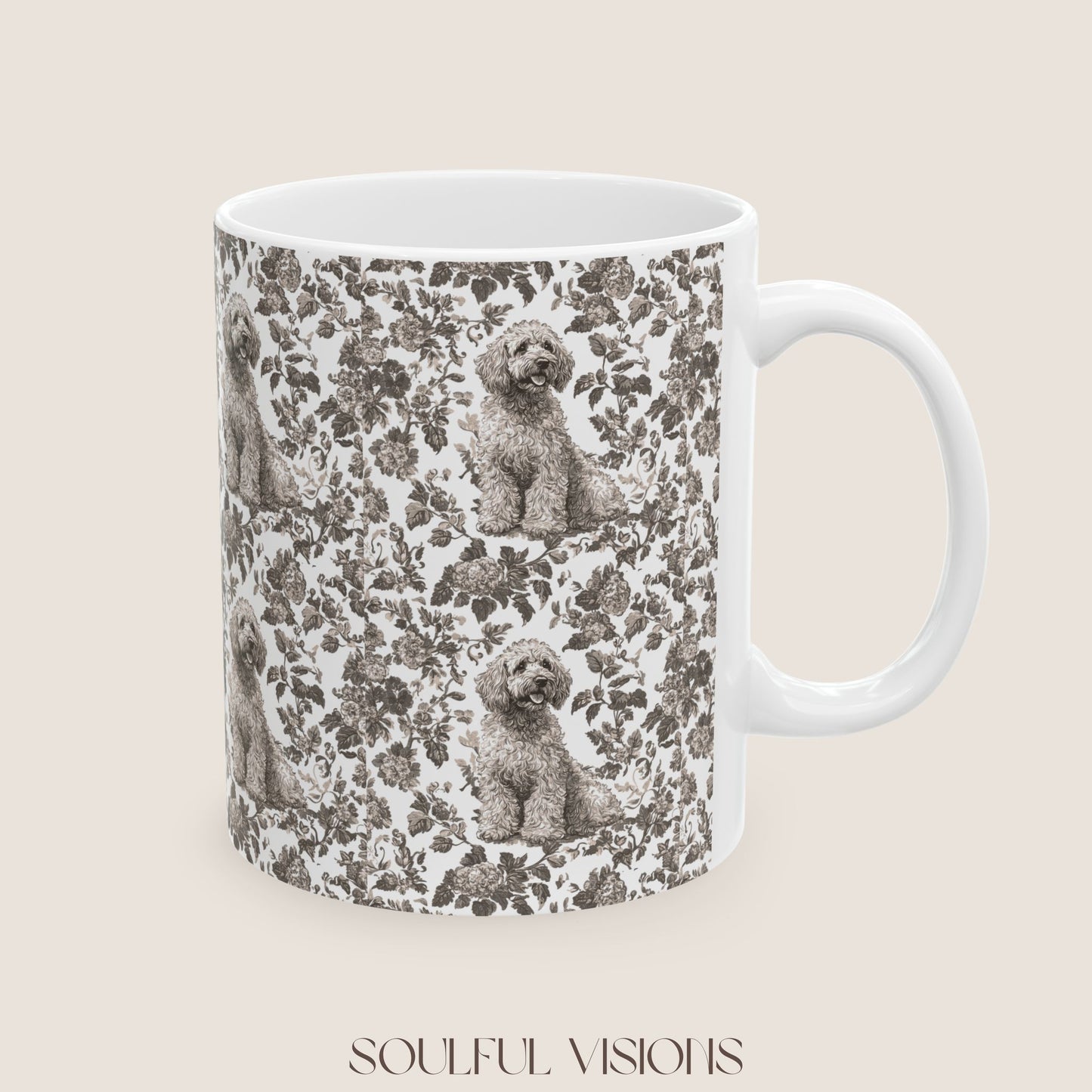 Labradoodle Toile De Jouy Mug