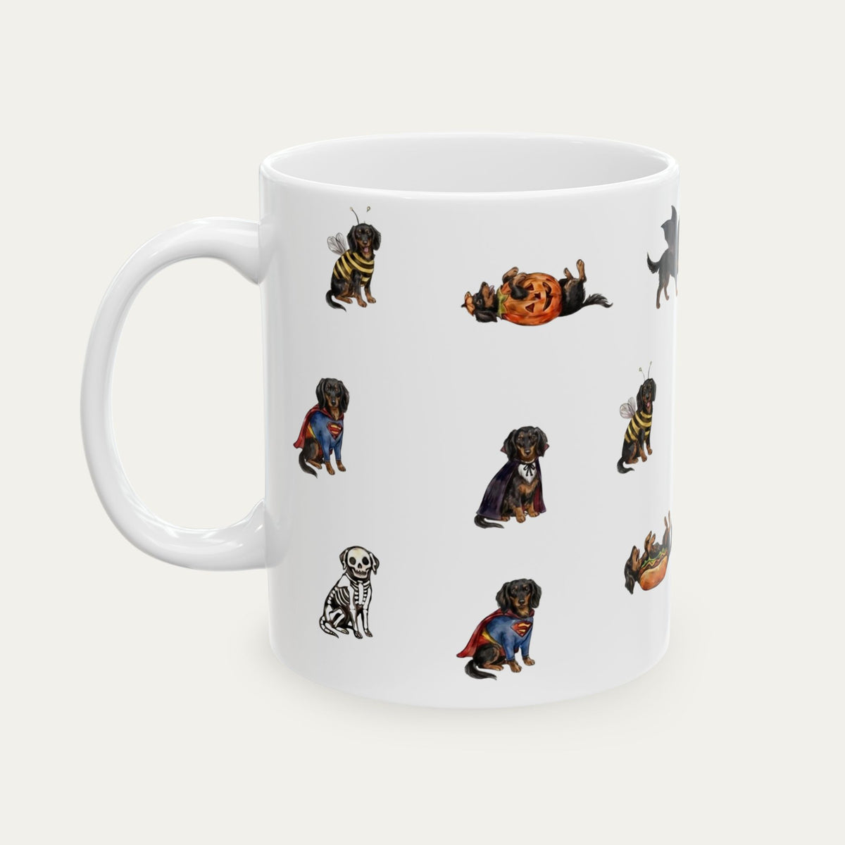 Dachshund LH Black and Tan  Halloween mug
