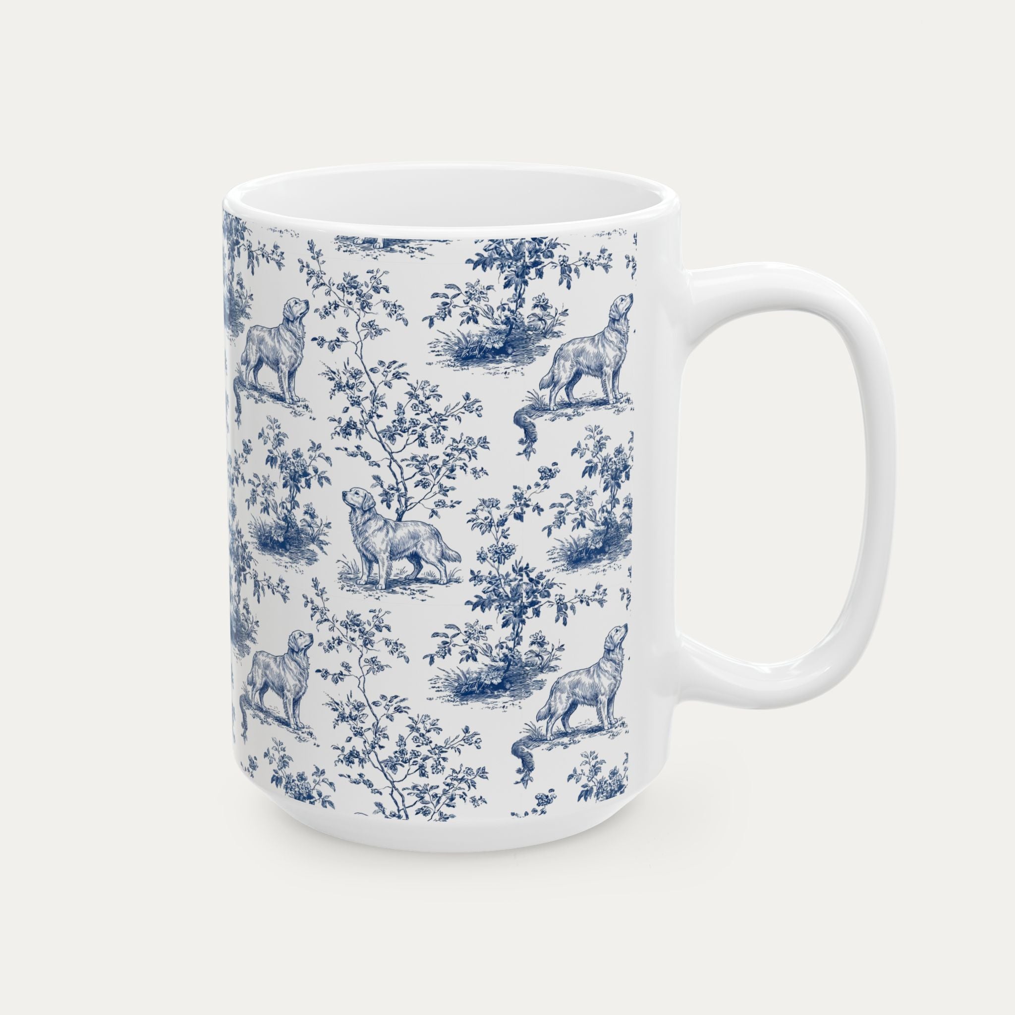 Golden Retriever Blue Toile Mug