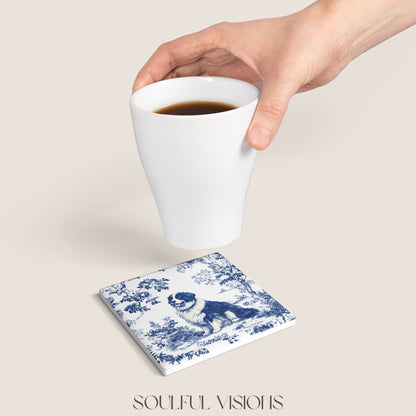 Bernese Mountain Ceramic Coaster French Toile