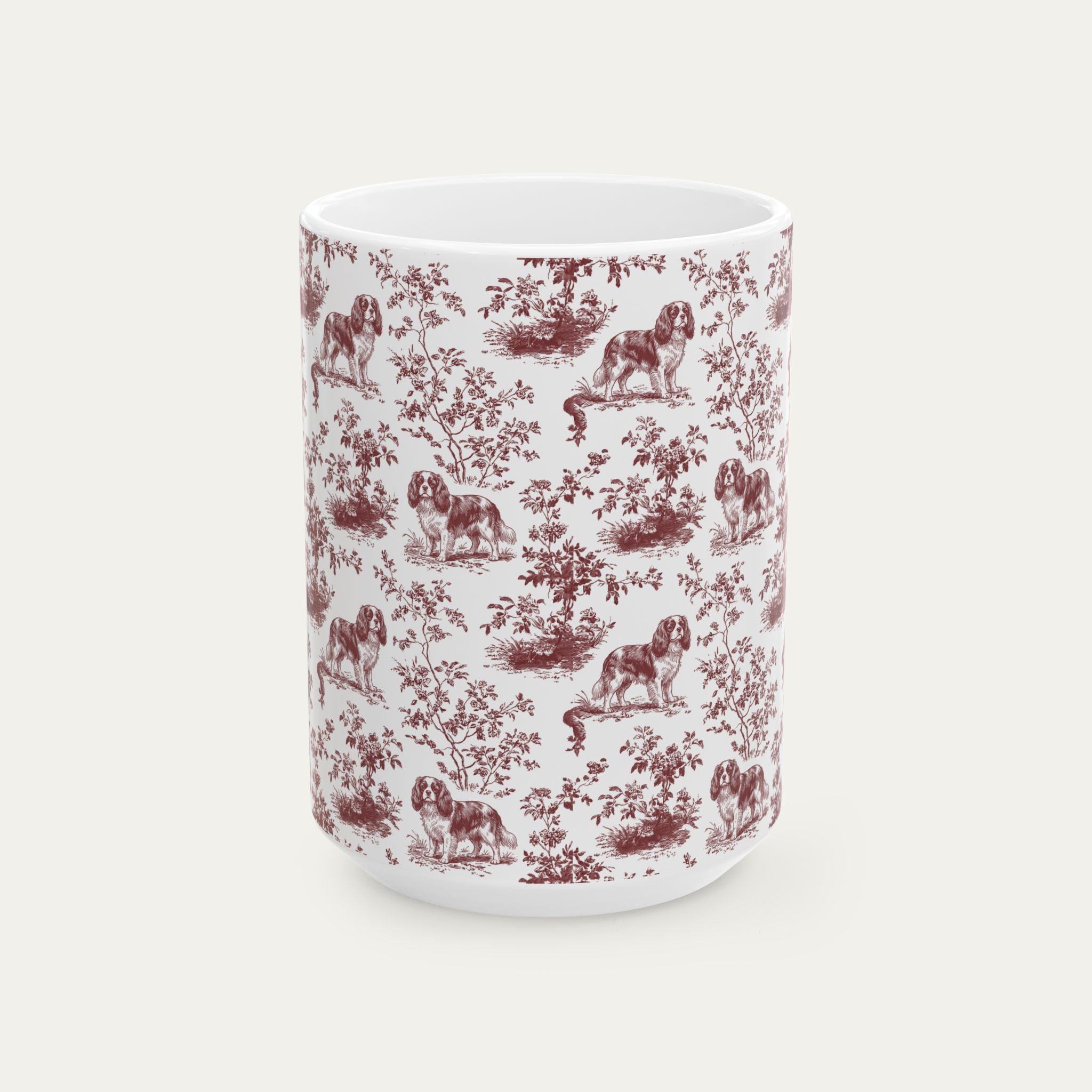 Cavalier Spaniel Burgundy Toile Mug