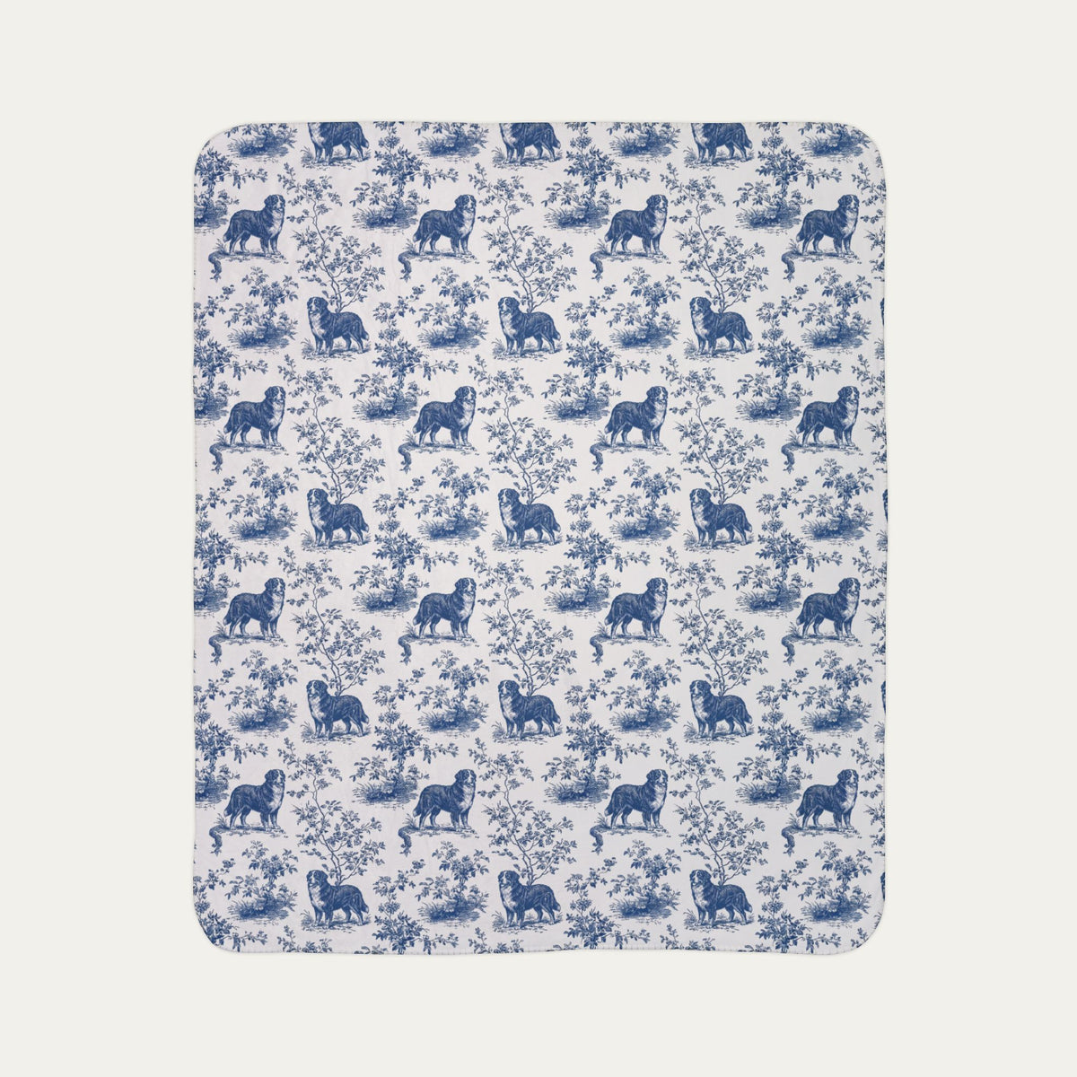 Bernese Mountain Toile De Jouy Fleece Blanket