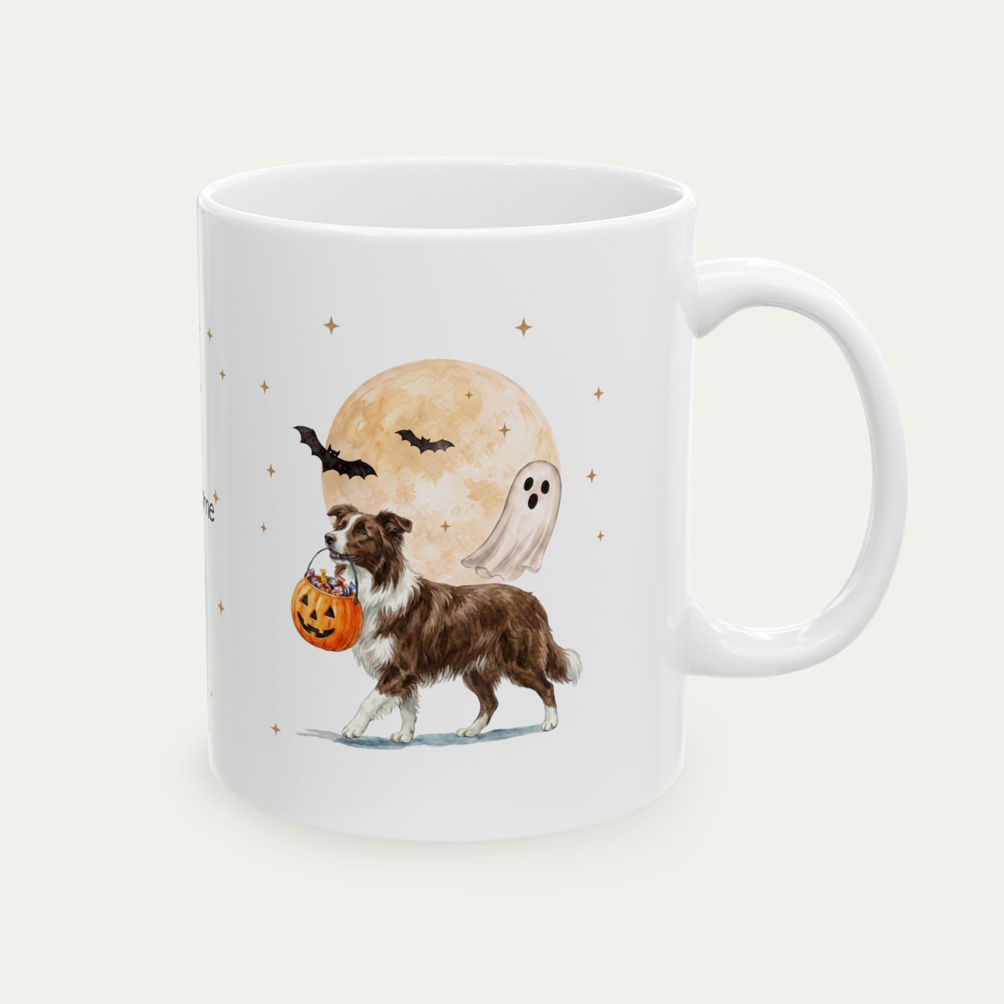 Custom Border Collie Brown and Tan Halloween mug