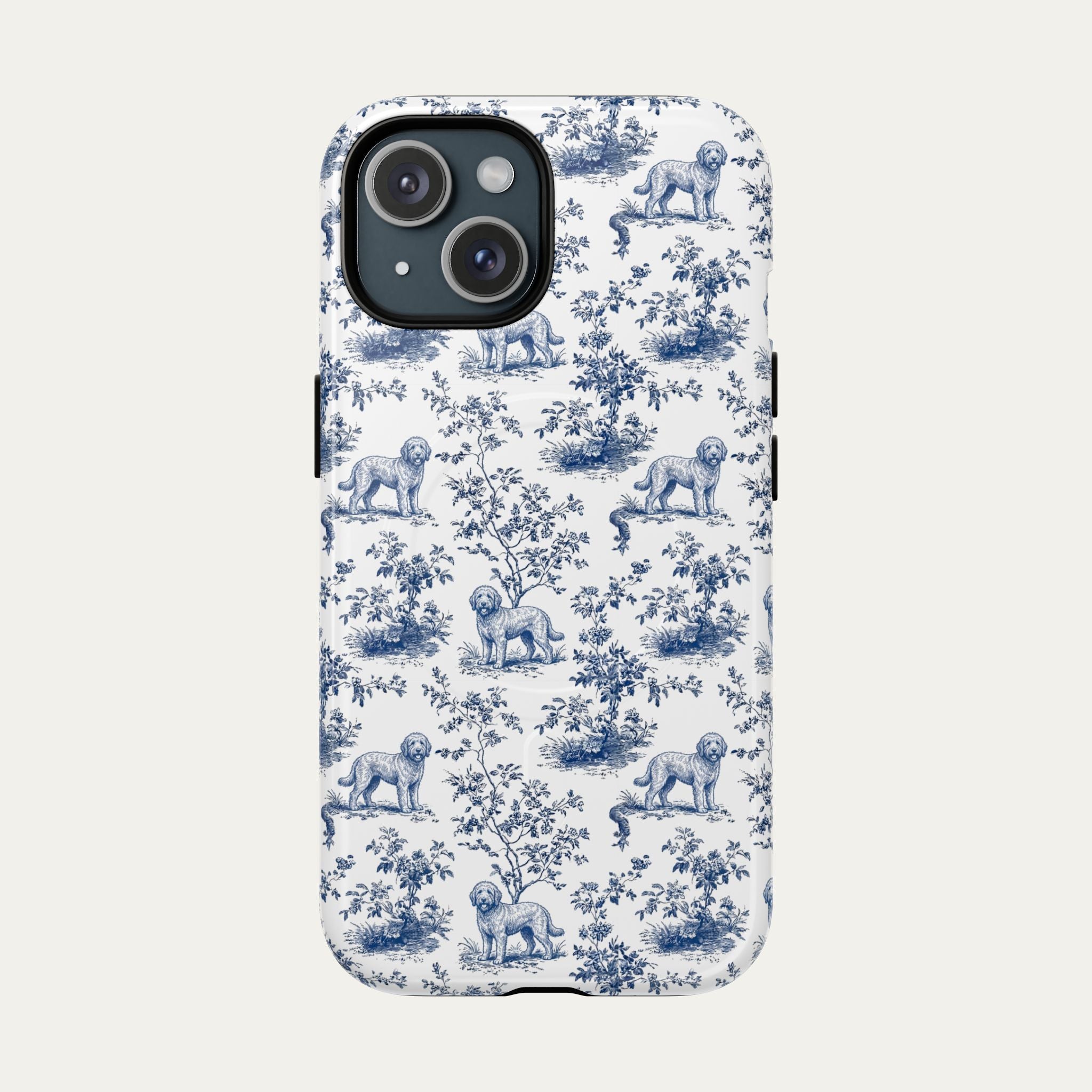 Goldendoodle Blue Toile Phone case
