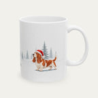 Custom Basset Hound Red and White Christmas Santa Hat Mug
