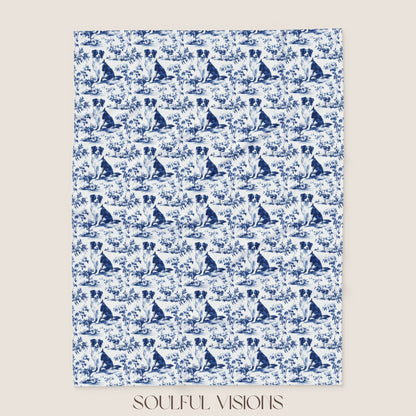 Border Collie French Toile De Jouy Blanket