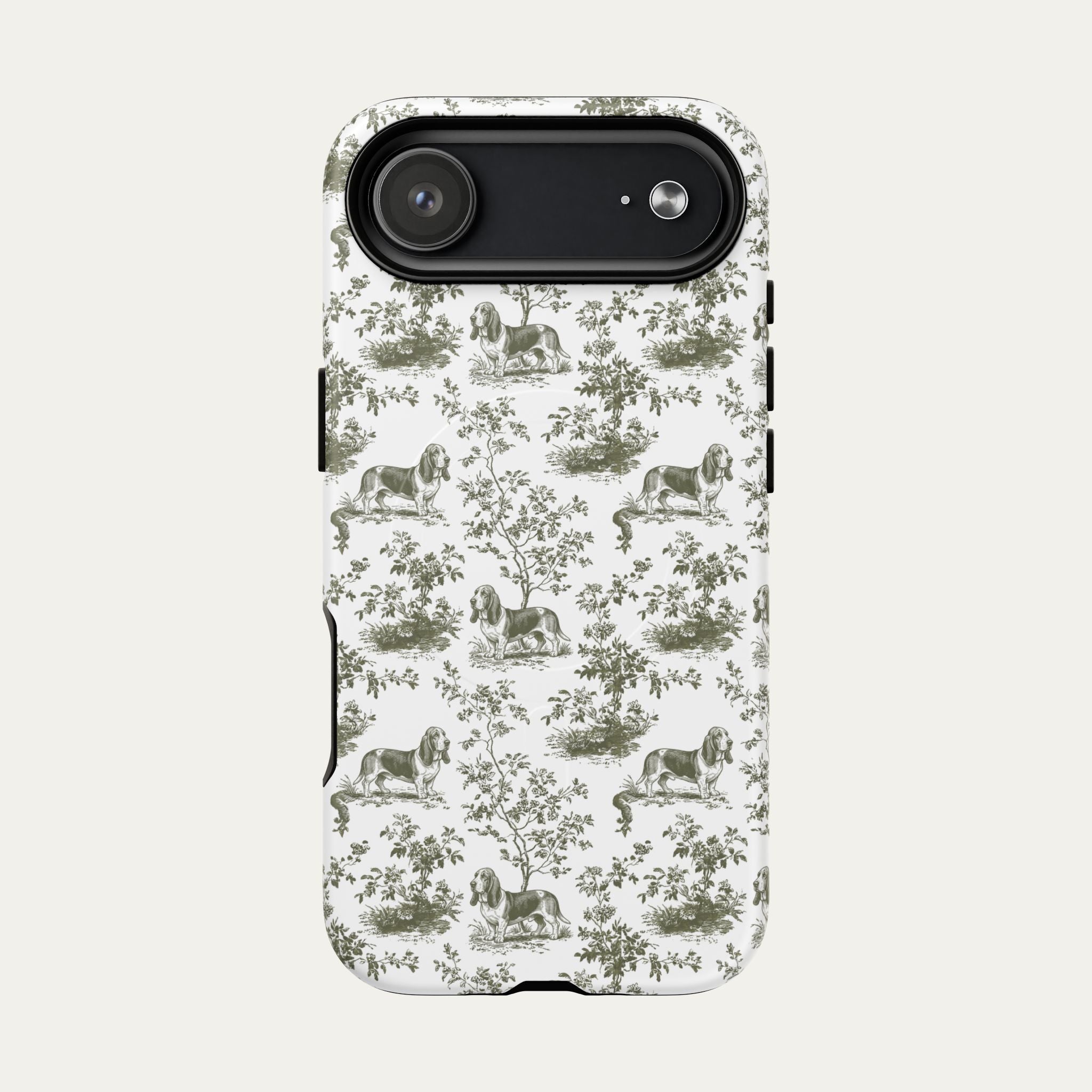 Basset Hound Sage Green Toile phone Case