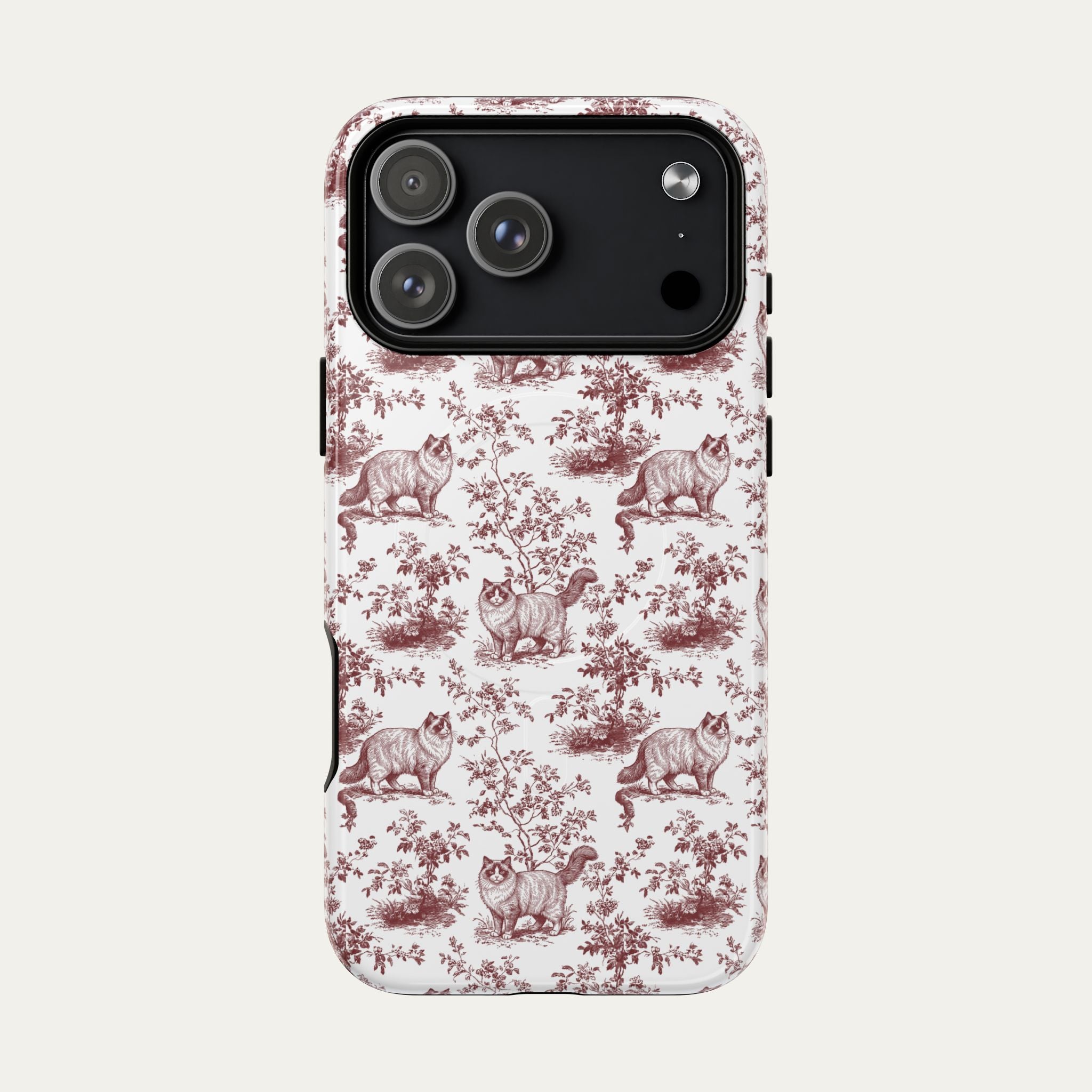 Ragdoll Cat Burgundy Toile phone Case