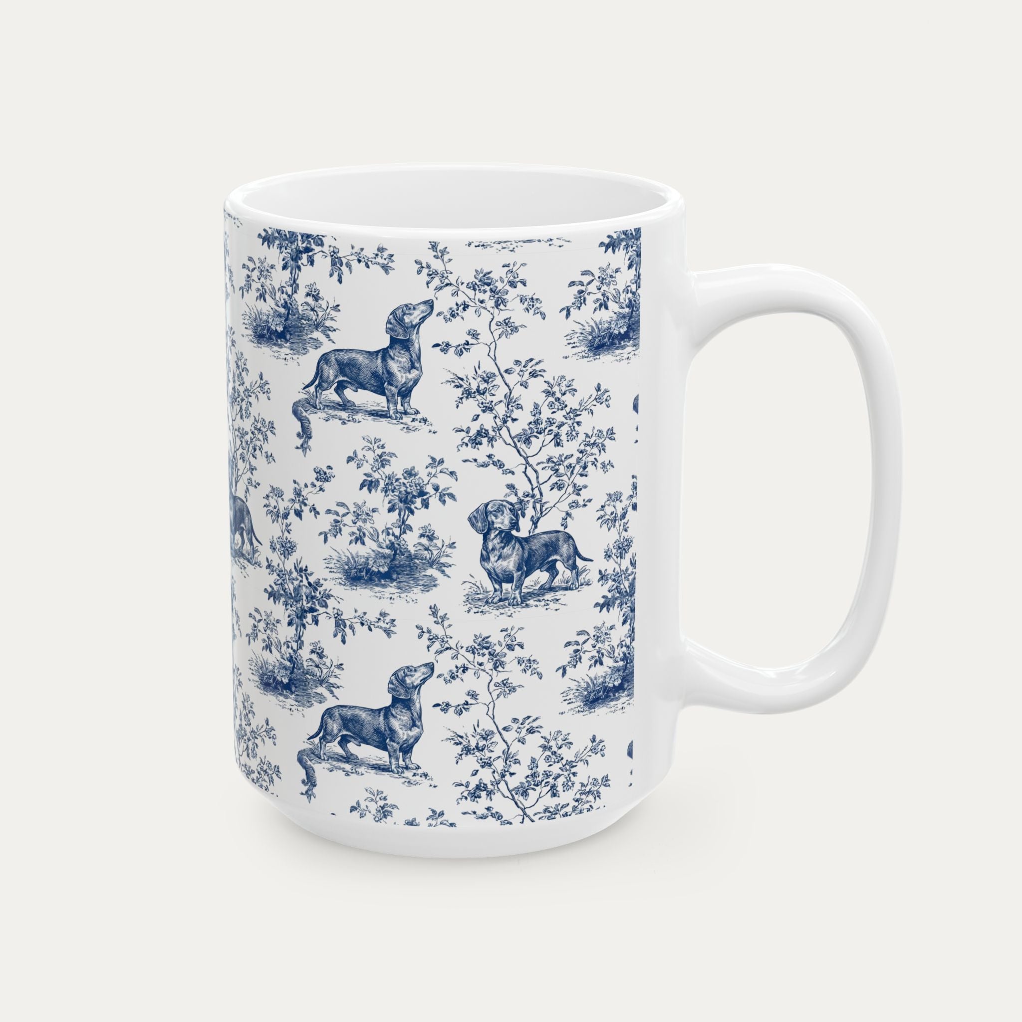 Dachshund Shorthaired Blue Toile Mug