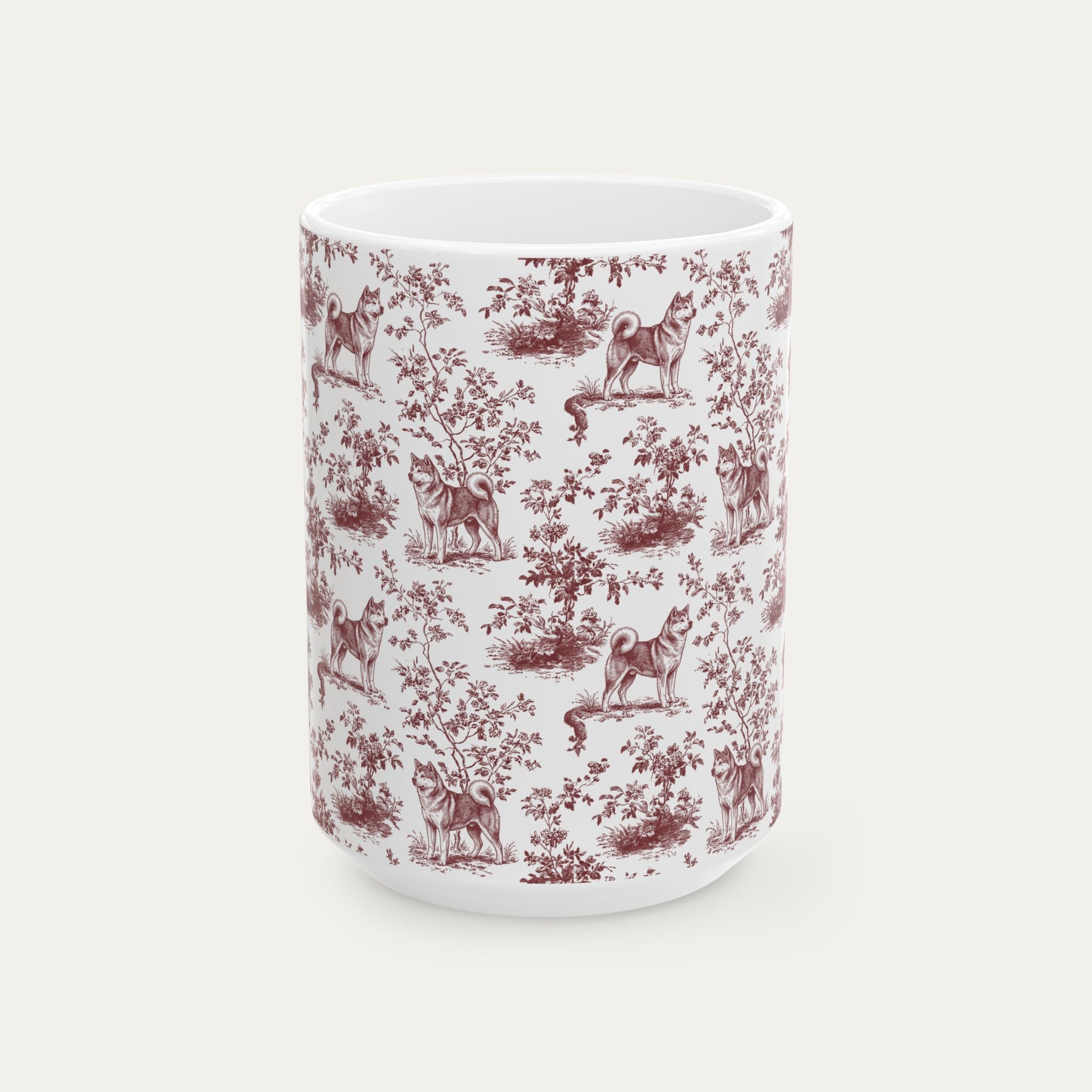 Akita Burgundy Toile Mug