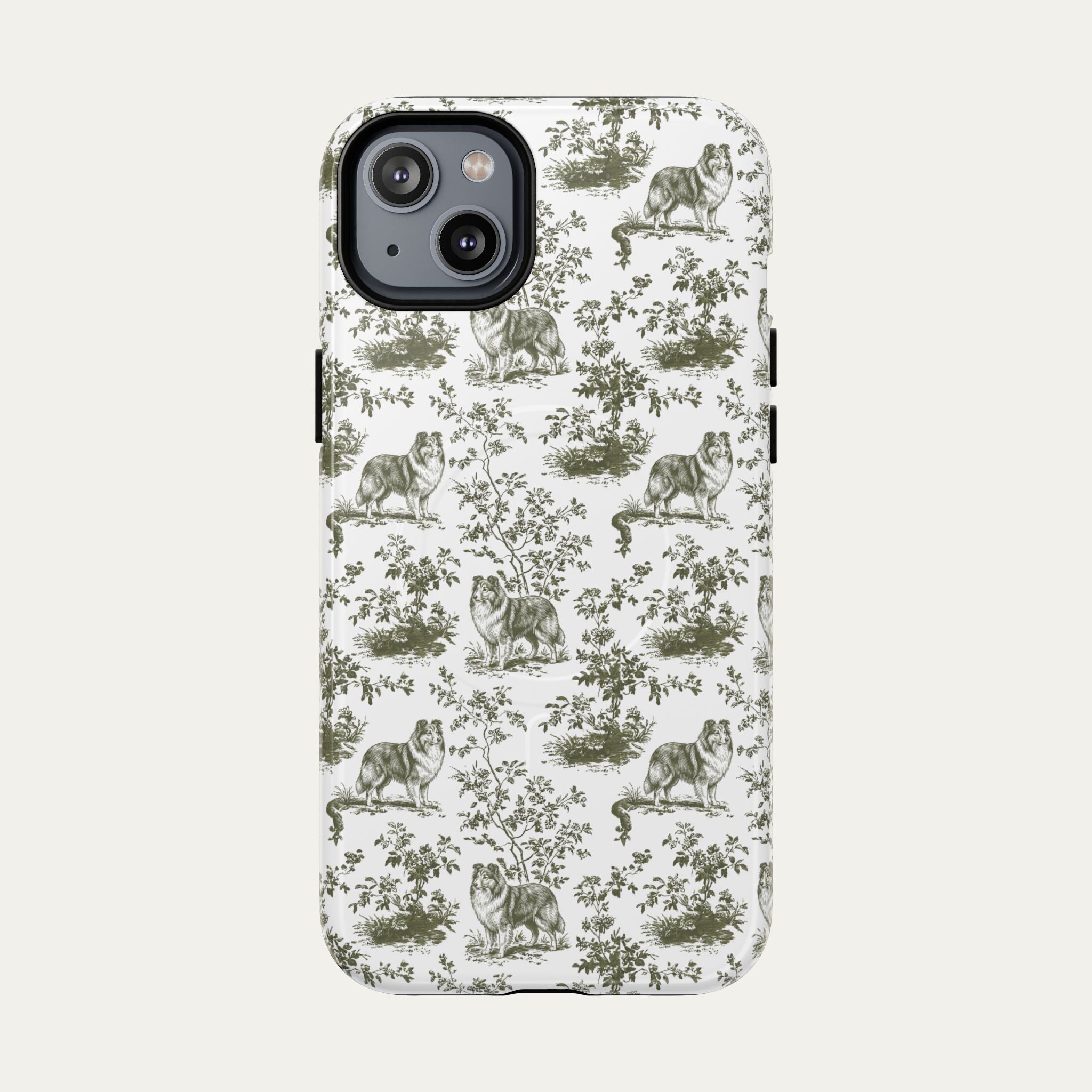 Shetland Sheepdog Sage Green Toile phone Case