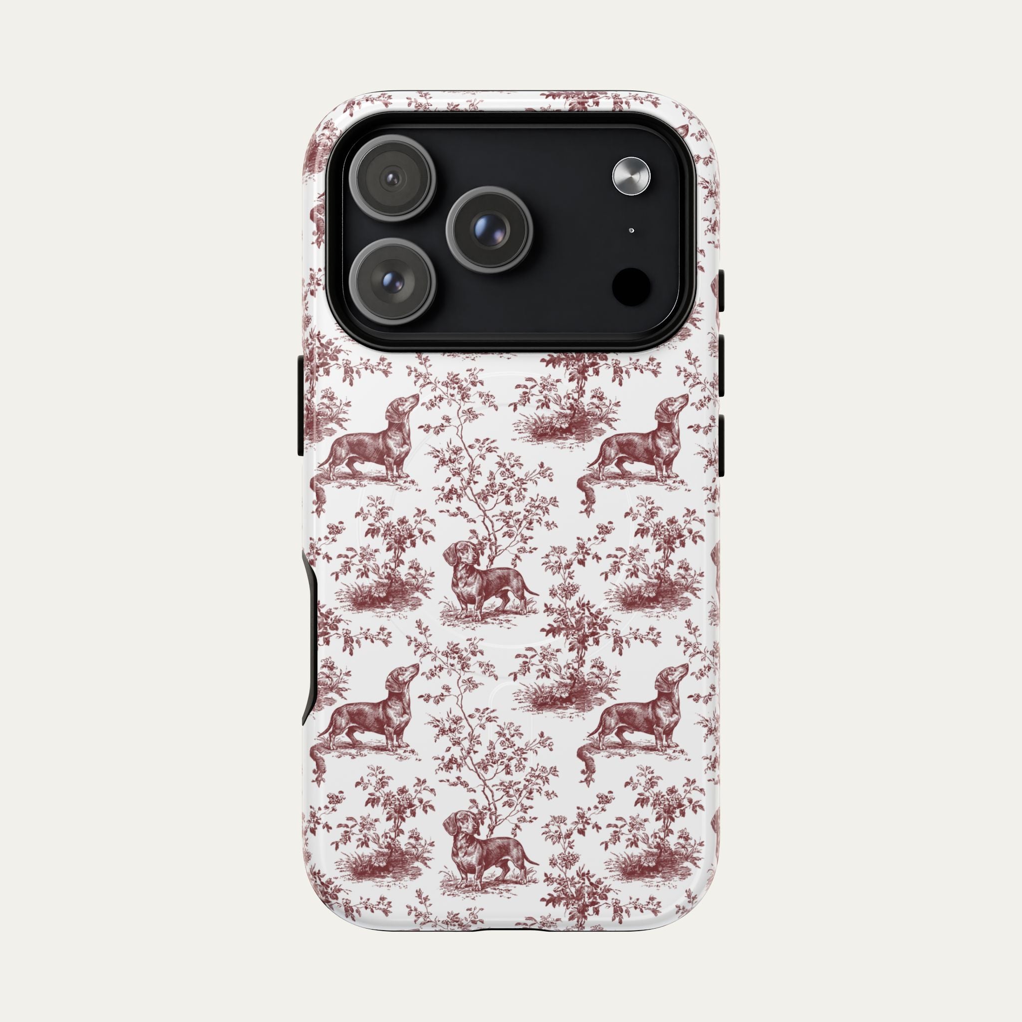 Dachshund Shorthaired Burgundy Toile phone Case