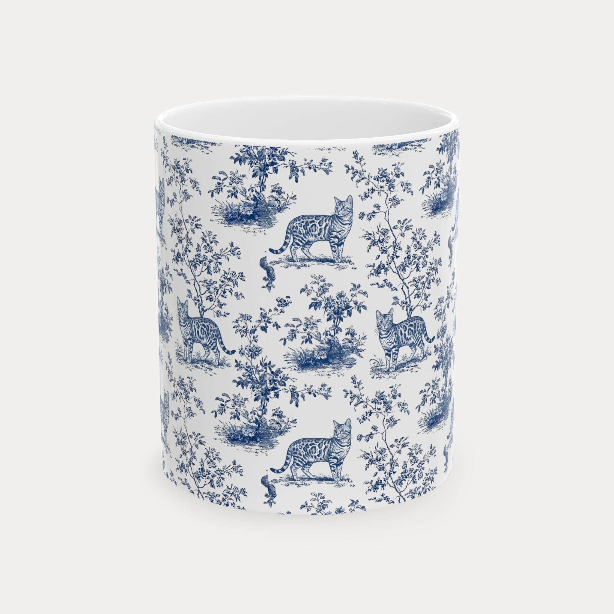 Bengal Cat Blue Toile Mug