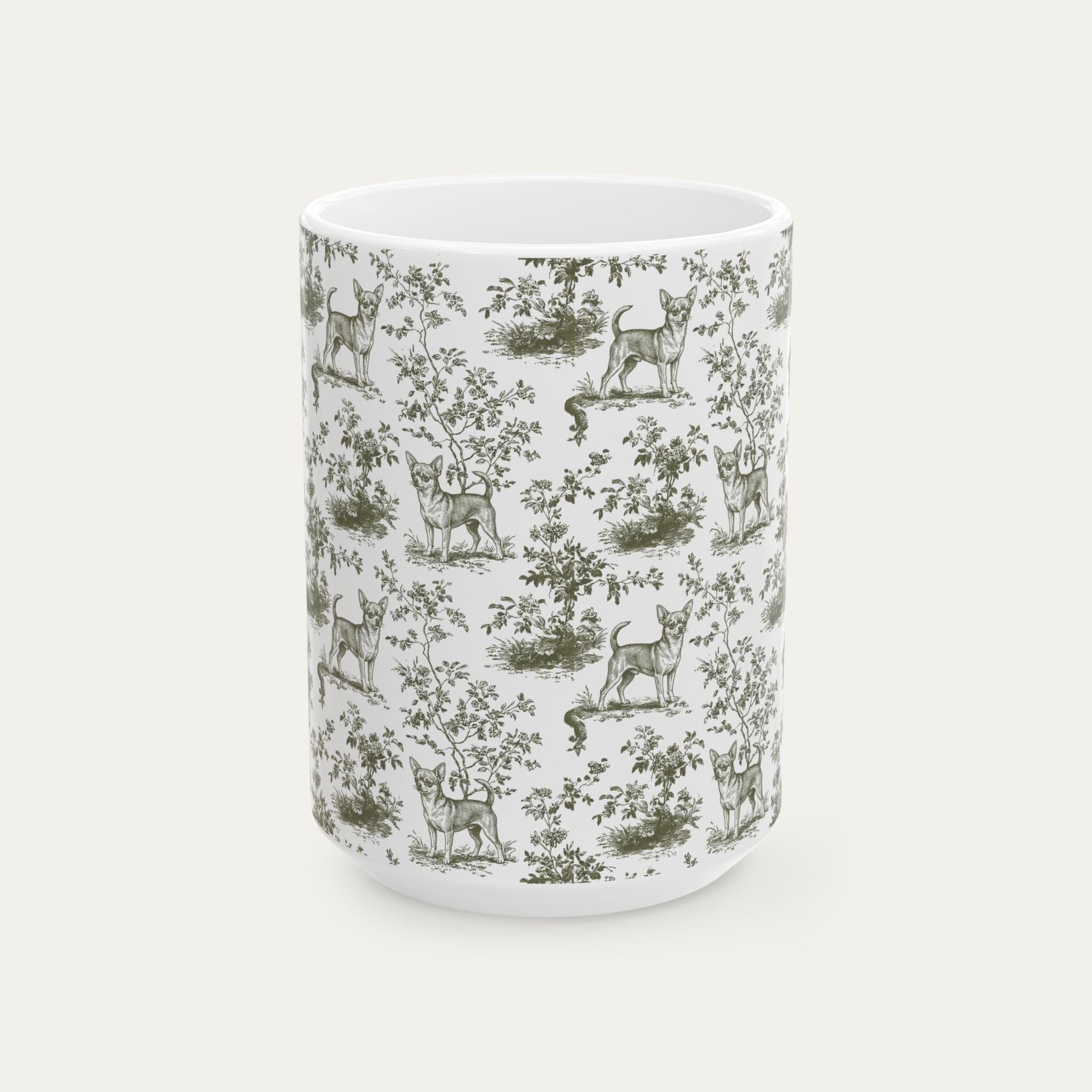 Chihuahua Shorthaired Sage Green Toile Mug
