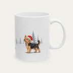 Custom Yorshire Terrier Black and Tan Christmas Santa Hat Mug