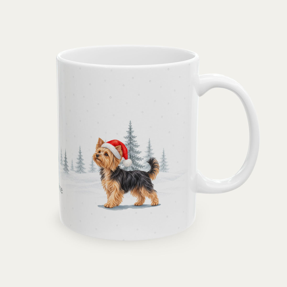 Custom Yorshire Terrier Black and Tan Christmas Santa Hat Mug
