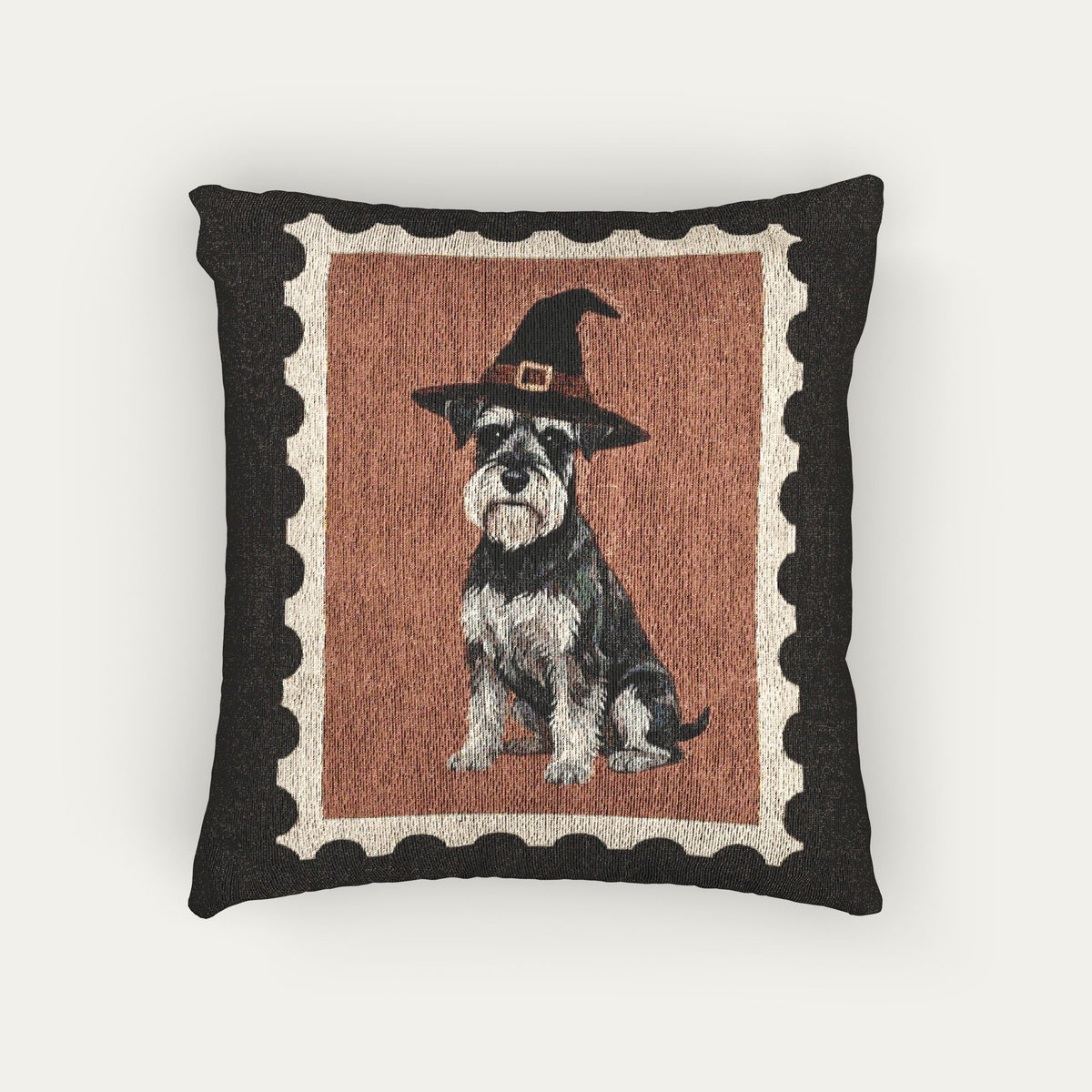 Schnauzer Halloween Woven Pillow