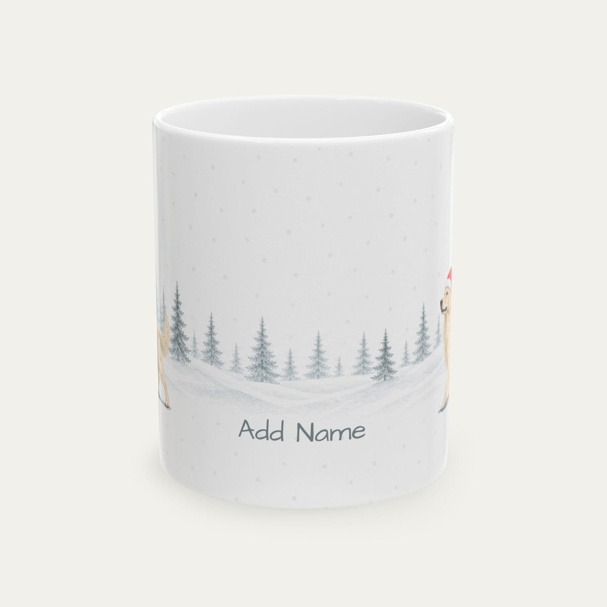 Custom Golden Retriver LIght Golden Christmas Santa Hat Mug