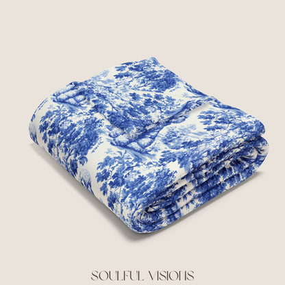 Poodle 3 French Toile De Jouy Blanket