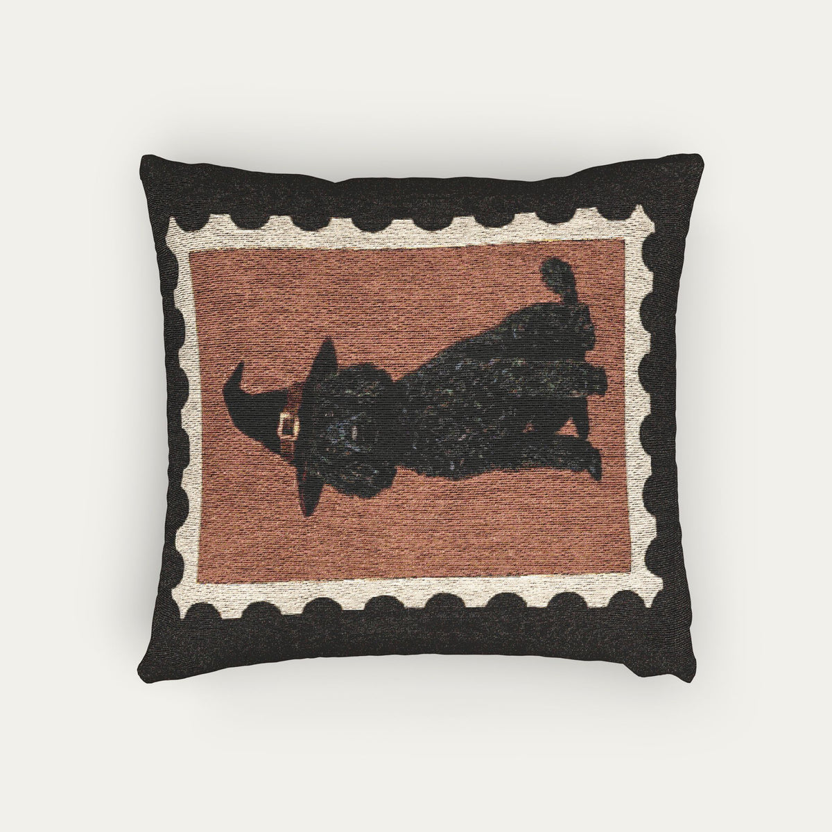 Poodle black Halloween Woven Pillow