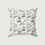 Siamese Cat Sage Green French Toile Pillow