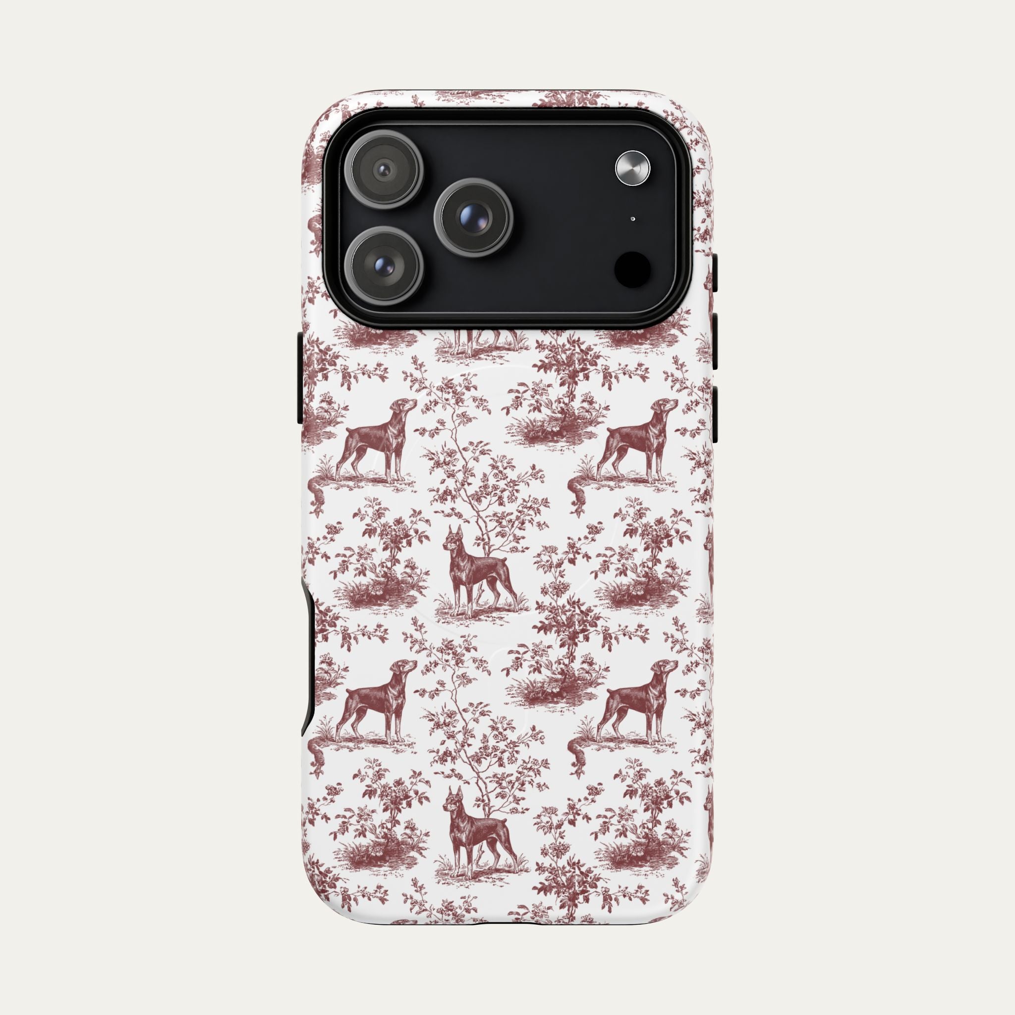 Doberman Burgundy Toile phone Case