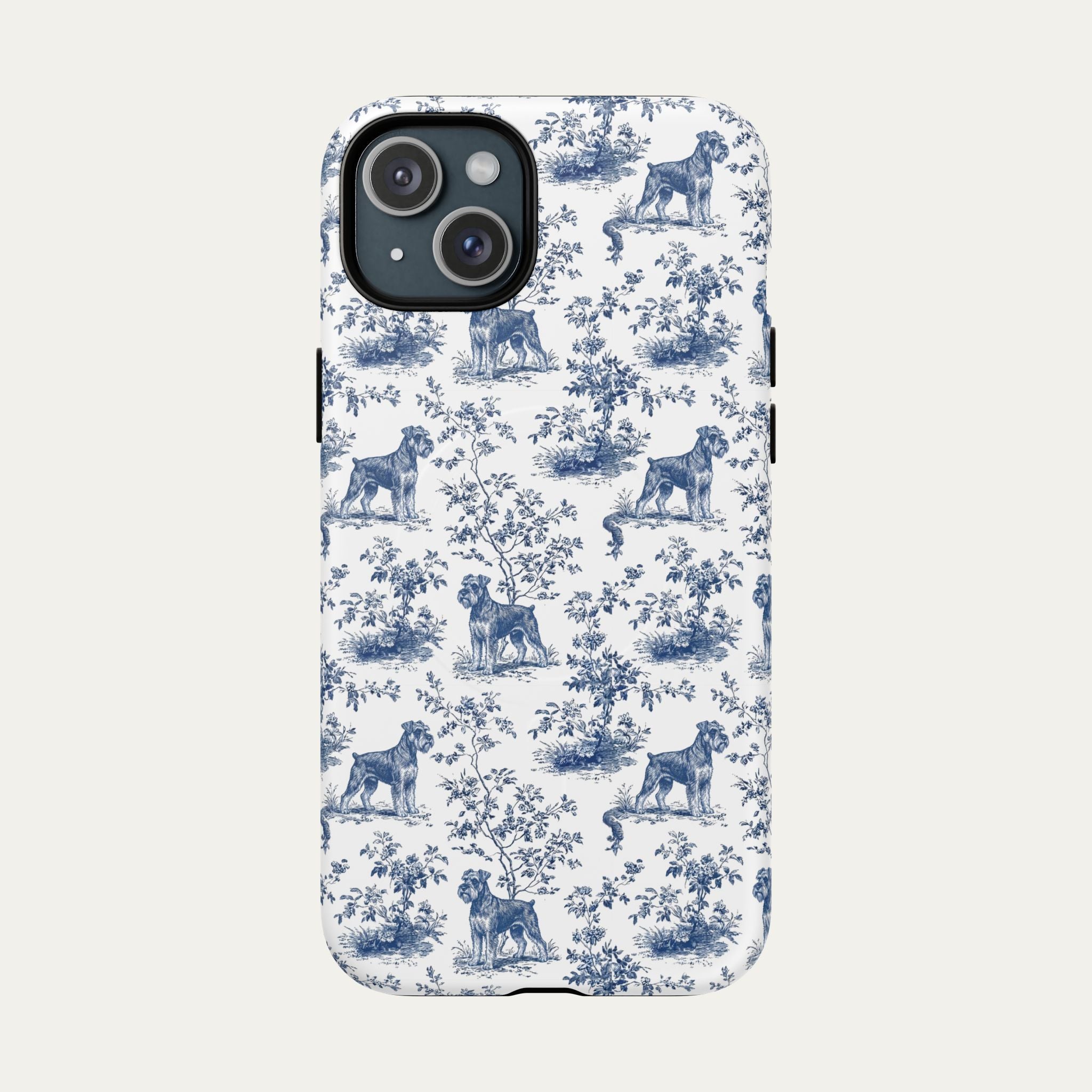 Schnauzer Blue Toile Phone case