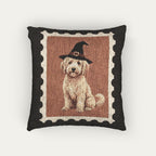 Goldendoodle Cream Halloween Woven Pillow