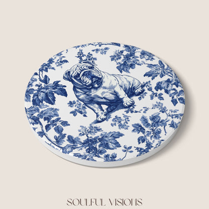 English Bulldog Ceramic Coaster French Toile