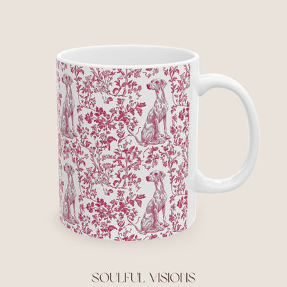 Whippet French Pink Toile De Jouy Mug