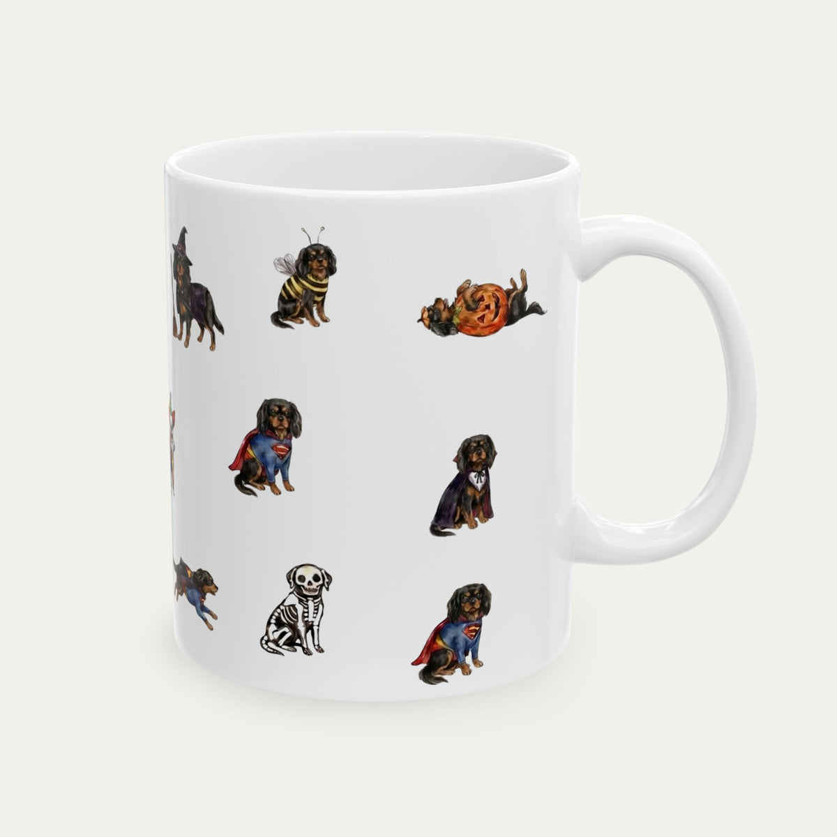 Cavalier Spaniel Black and Tan Halloween mug