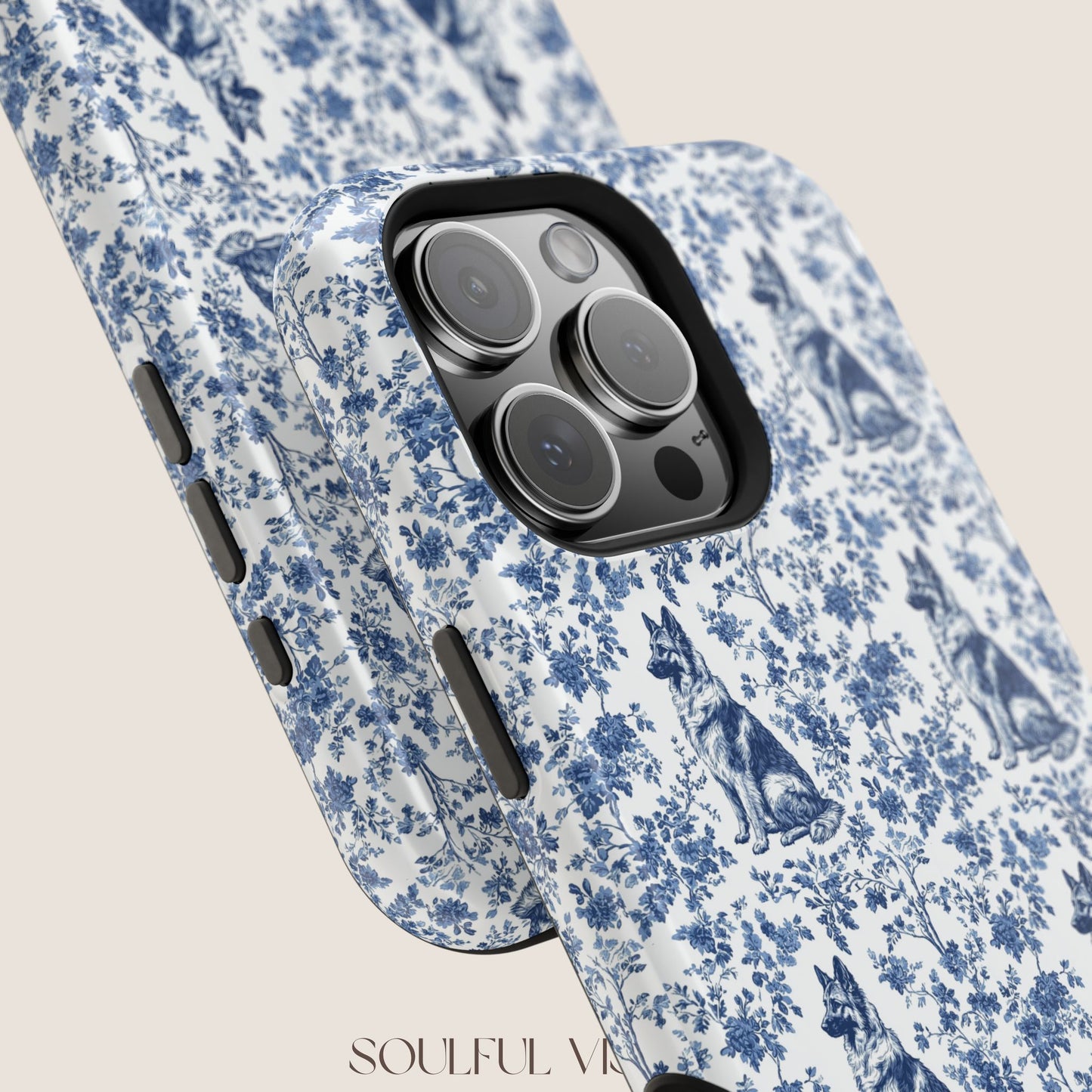German Shepherd Toile De Jouy Magnetic Phone Case