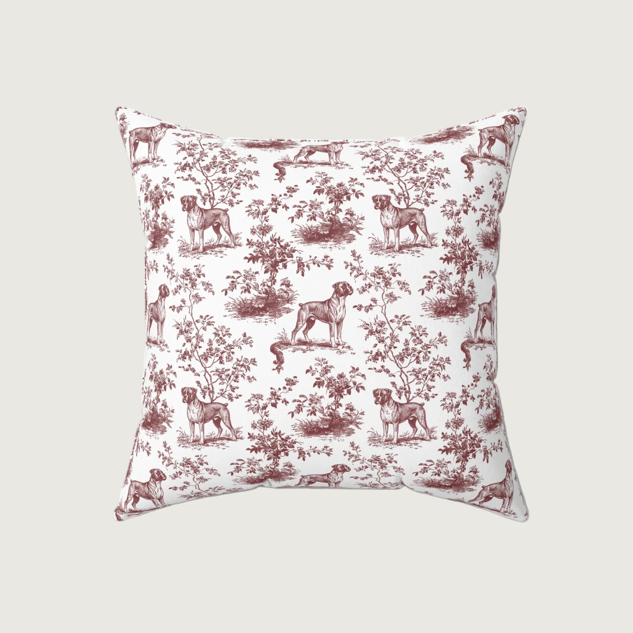 Dog Burgundy French Toile Pillow