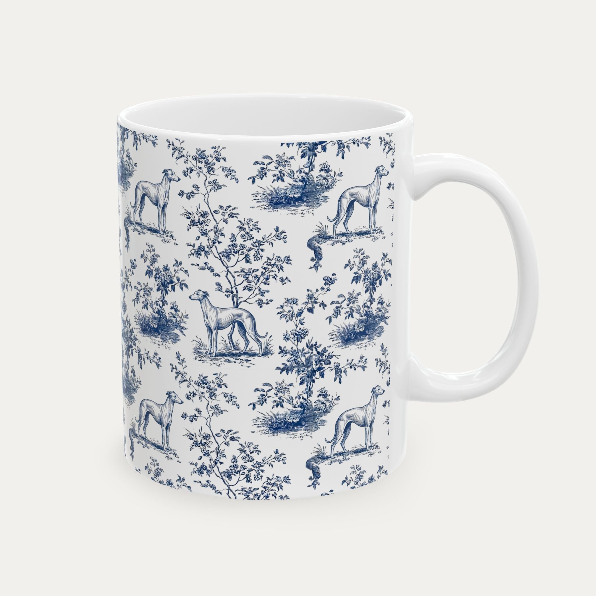 Whippet Blue Toile Mug