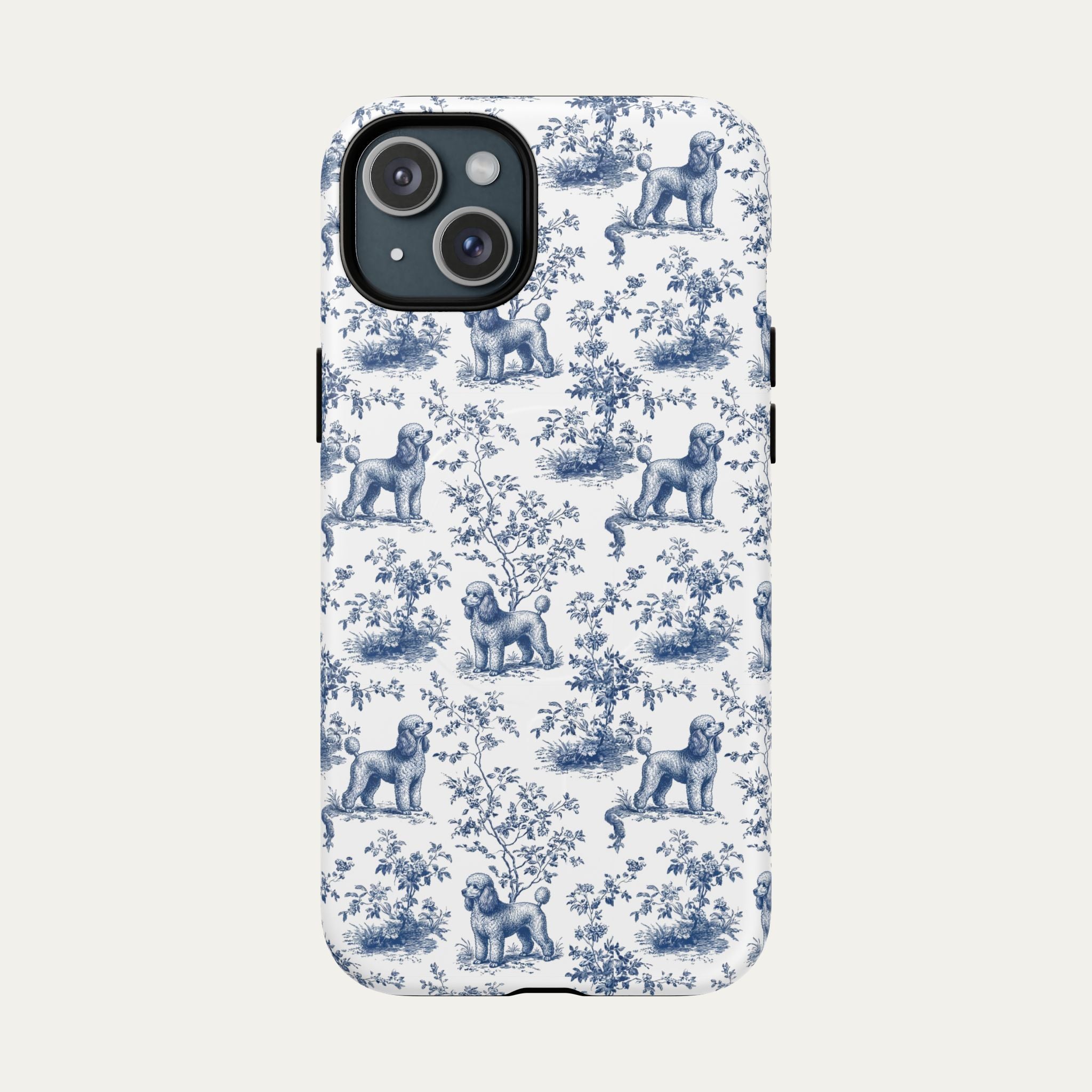 Poodle Blue Toile Phone case