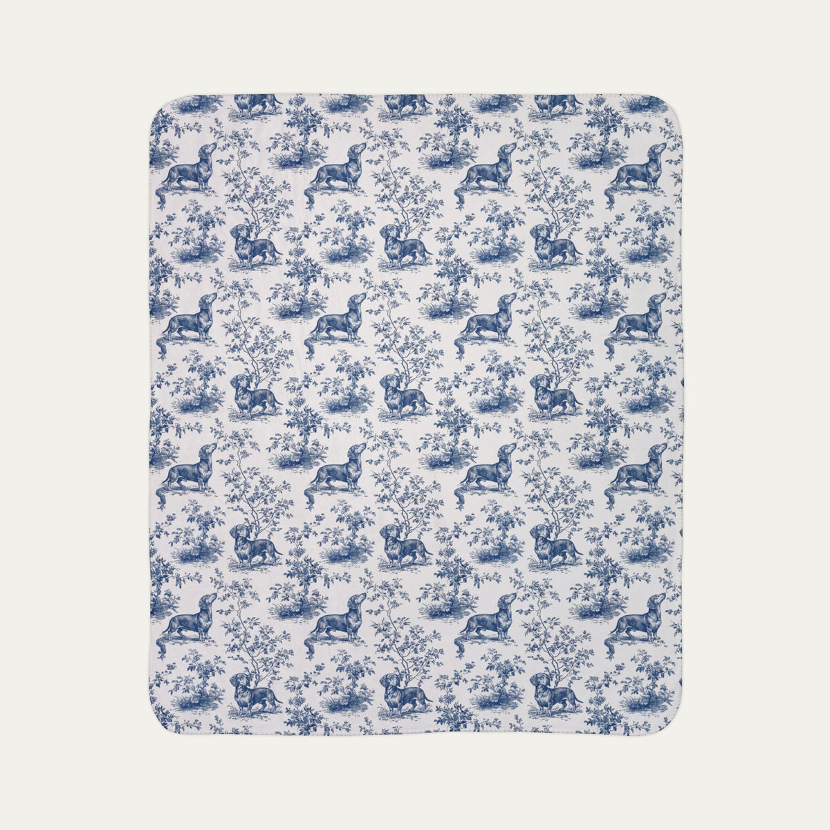 Duchshund Shorthaired  Toile De Jouy Fleece Blanket