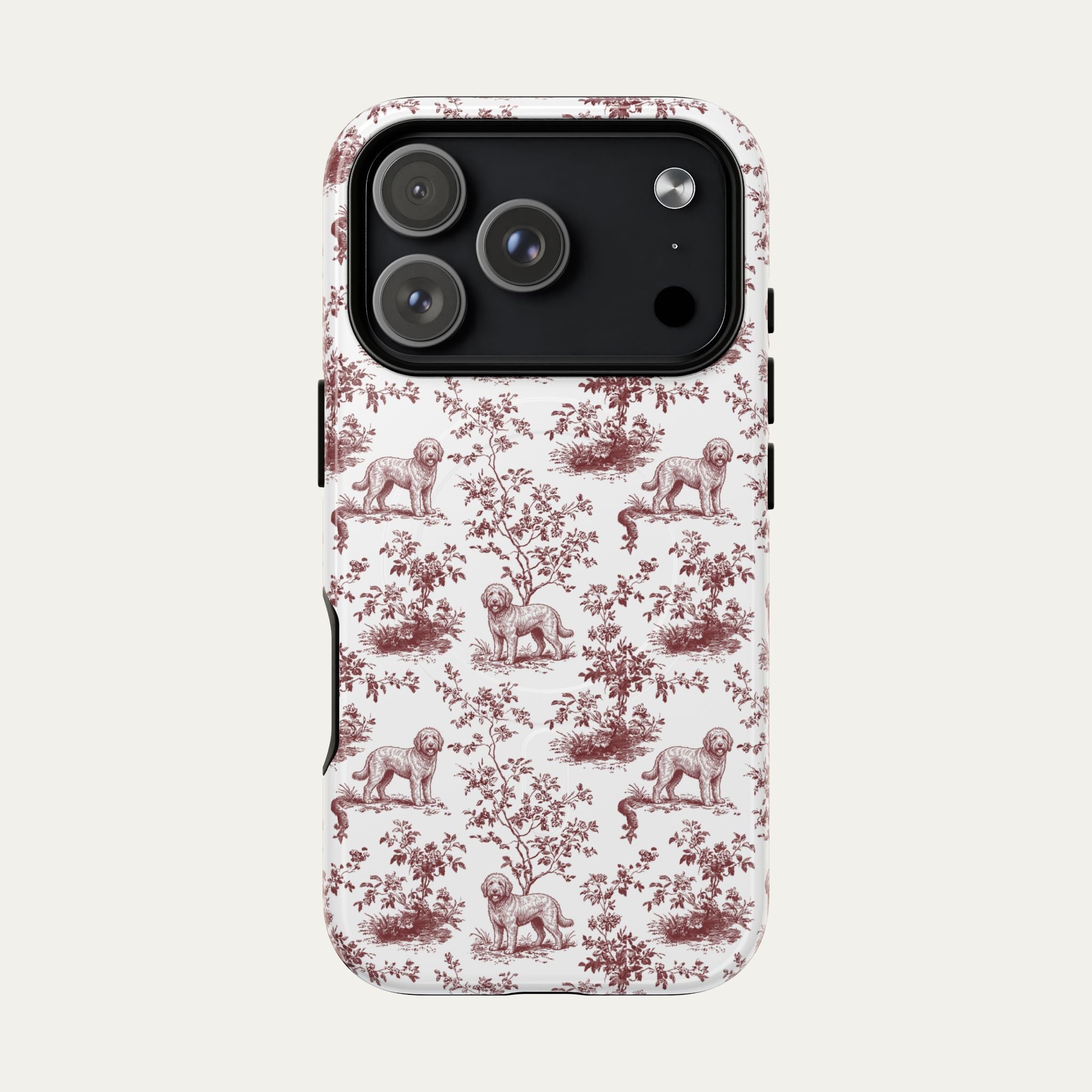 Goldendoodle Burgundy Toile phone Case