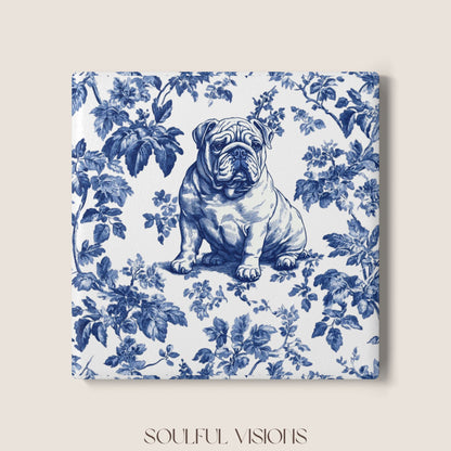 English Bulldog Ceramic Coaster French Toile