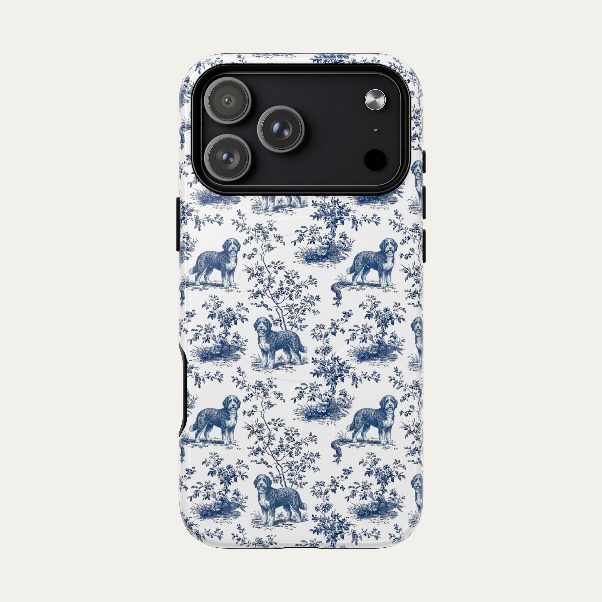 Bernedoodle Blue Toile Phone case