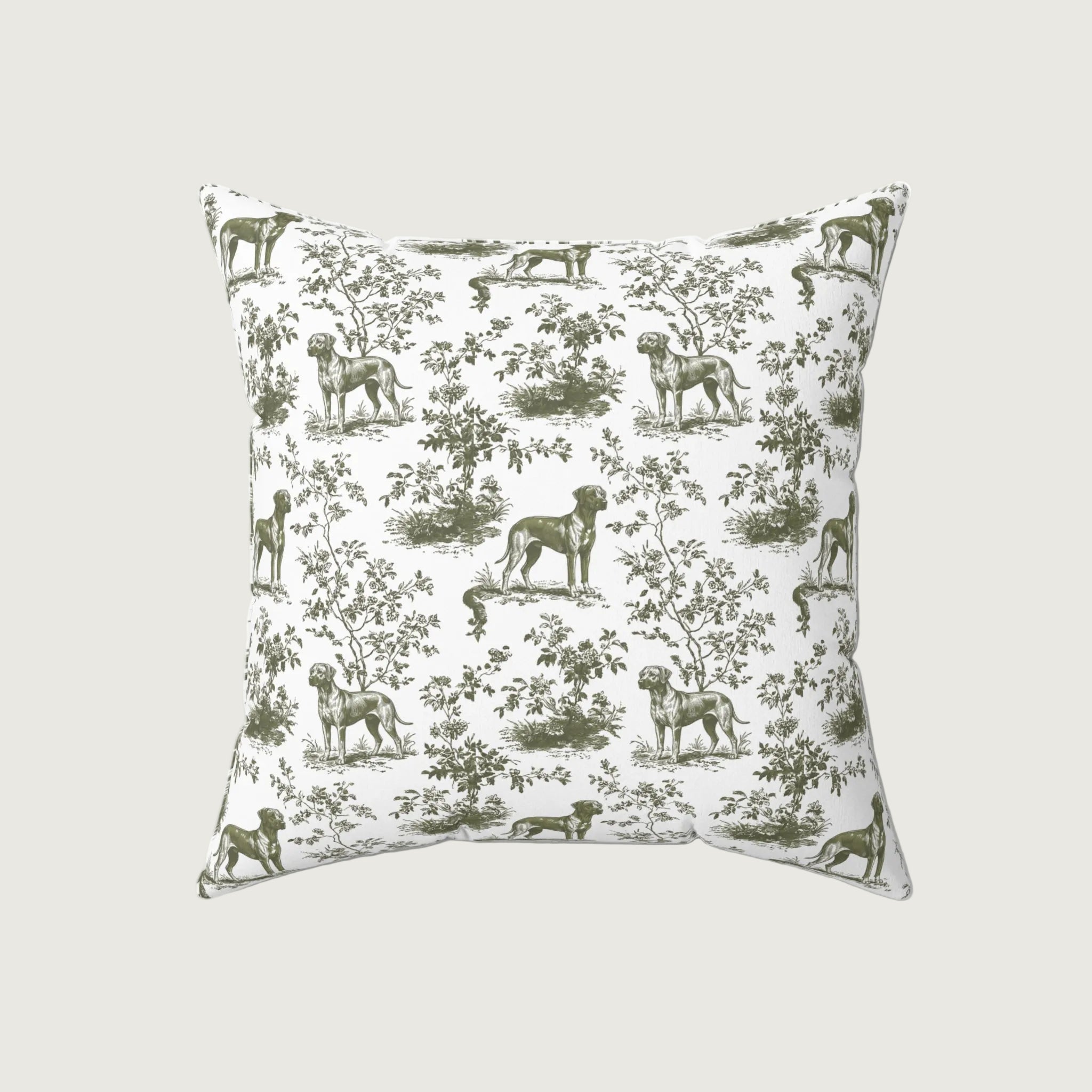 Dog Sage Green French Toile Pillow