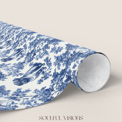 Pug French Toile De Jouy Wrapping Paper