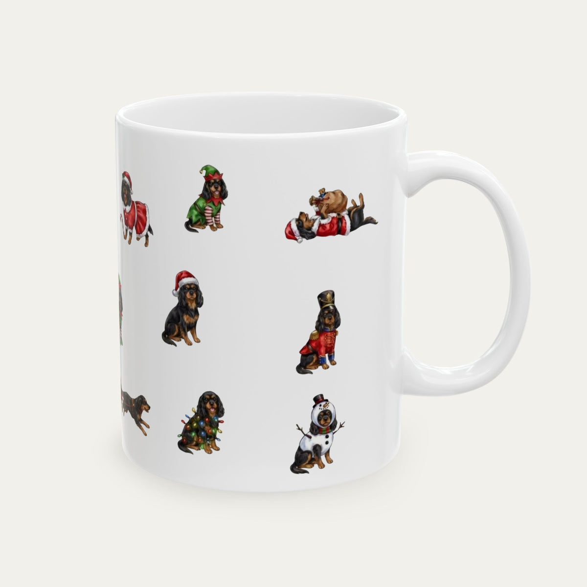 Cavalier Spaniel Black and Tan Christmas Mug