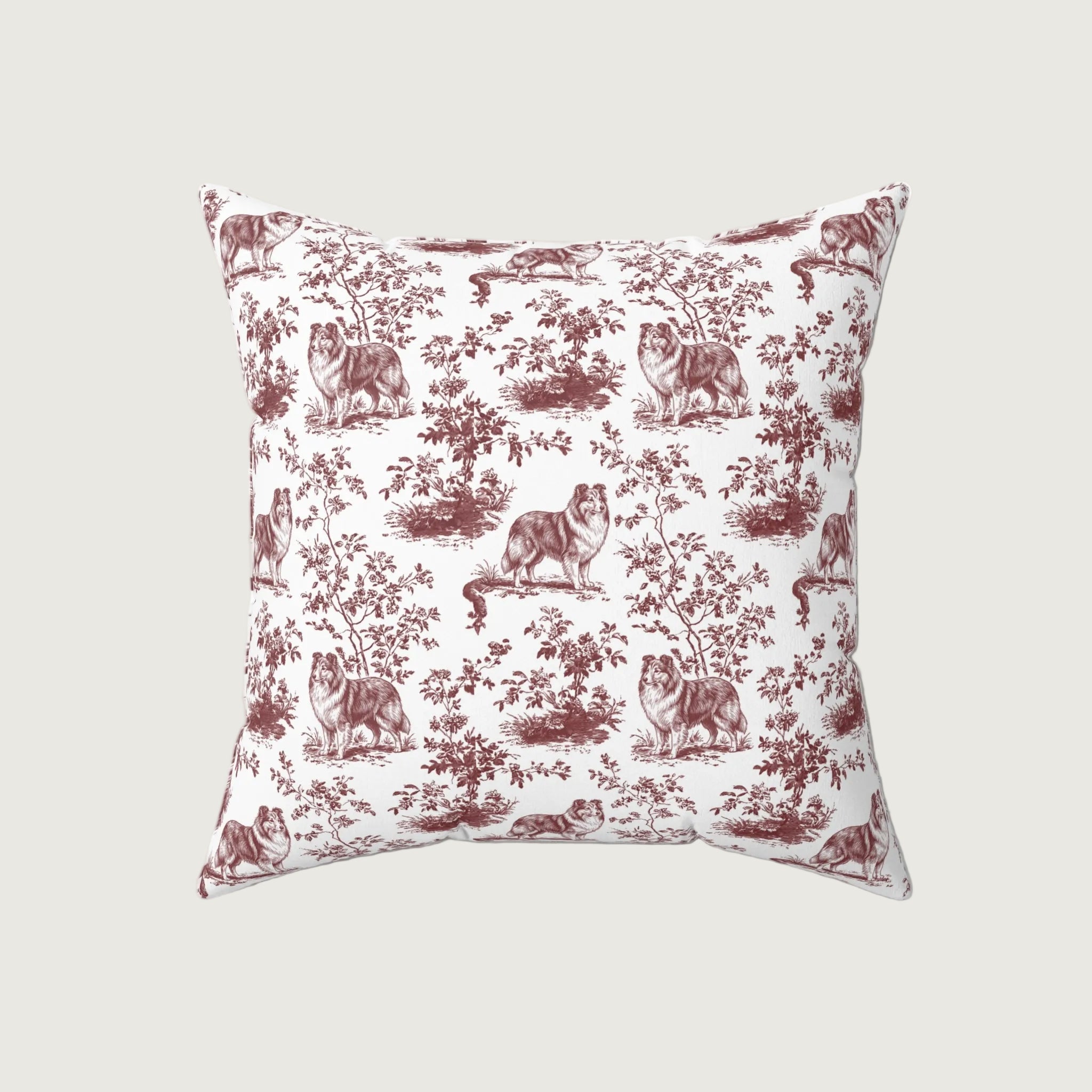 Dog Burgundy French Toile Pillow