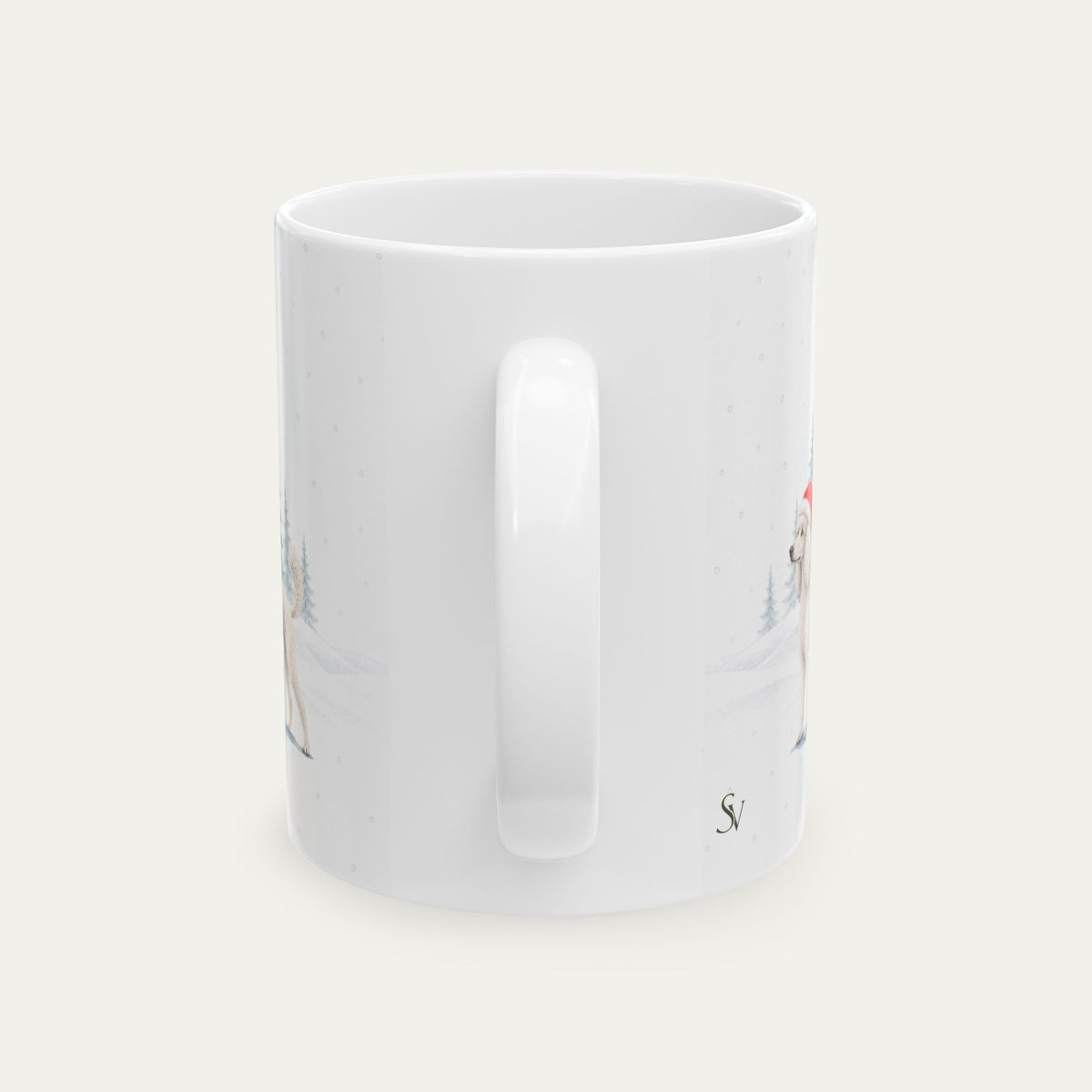 Custom Poodle White Christmas Santa Hat Mug