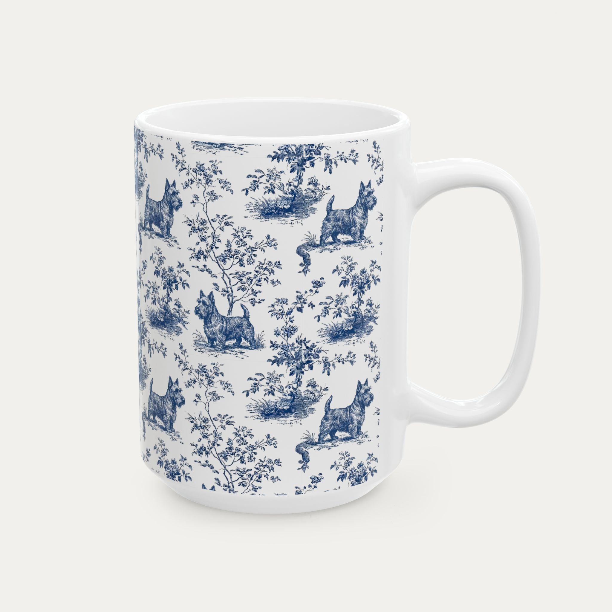 Scottish Terrier Blue Toile Mug
