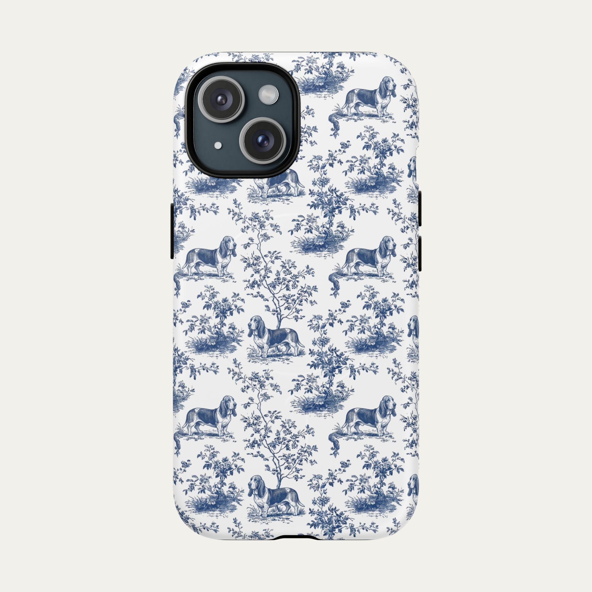Basset Hound Blue Toile Phone case