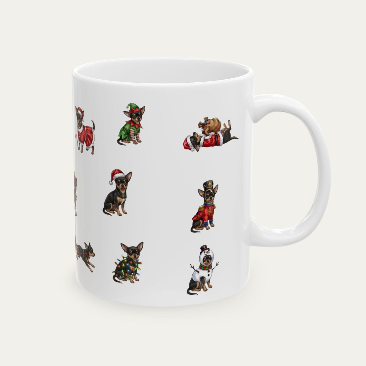 Chihuahua SH Black and Tan Christmas Mug