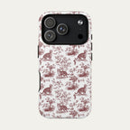 Tabby Cat Burgundy Toile phone Case